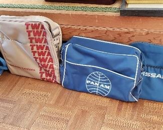 1960's TWA, Pan Am  &  Swiss Air Travel Bags