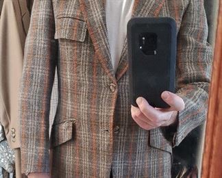 Another Fab 1970's Rust Plaid Sports Coat w/ Matching Vest!