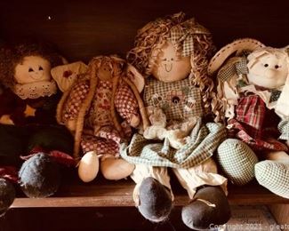 4 Handmade Quilted and Stitched Doll Lot