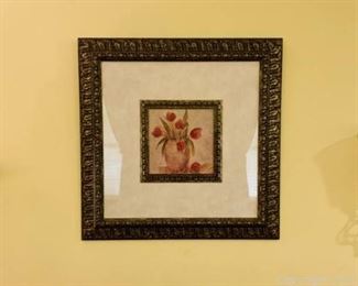 Stylish Double Framed Still Life Print and Sconces