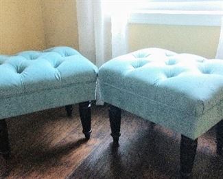 Pair of Tufted Upholstered Ottoman/Footstools