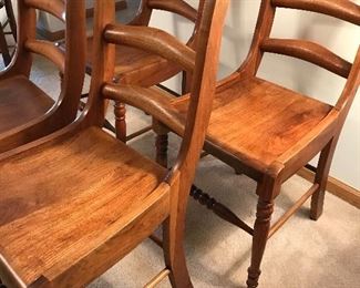 These beautiful 4 chairs are handmade by the Amish.  Hand finished Walnut,