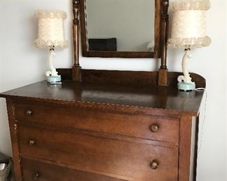 Beautiful 3 drawer Oak Dresser with swing mirror