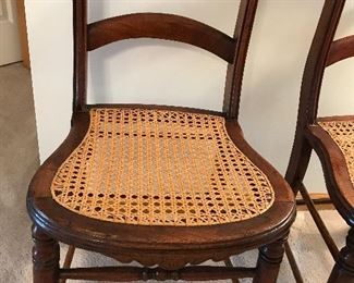 Walnut open back victorian caned chairs (2)