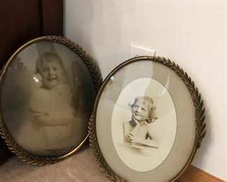 Love these vintage pictures in convex glass frames