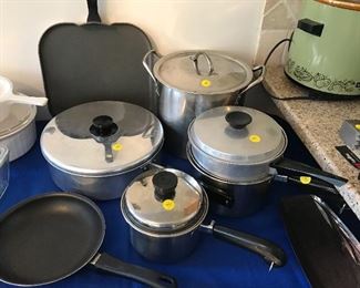 Pots and pans of all sizes.  Slow cooker