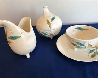 Love this vintage set of dishes by Salem Free Form 15pcs. Cream and Sugar, cup saucers - notice feet on cups