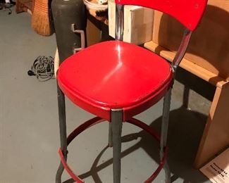 Red Metal Vintage Stool