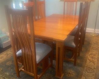 Dining room sets table and eight chairs
Mission style