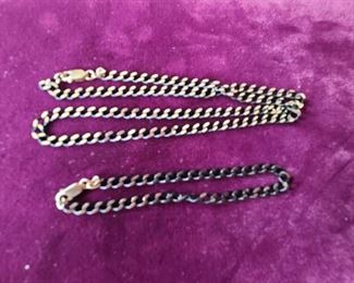 18k chain with bracelet total weight 24.4 grams. Necklace length 20 inch bracelet 8 inches. $1100