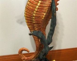 SPI Gallery Cast Metal Seahorse With Coral Sculpture, 19" Tall