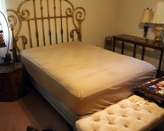 Painted Scrolled Iron Headboard, 62" x 69", With Full Size Mattress, Box Spring And Hollywood Frame