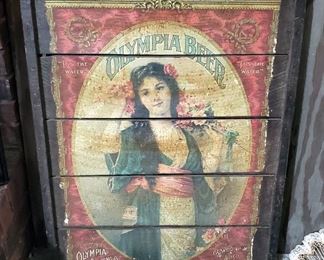 Vintage Olympia Beer Painted Wood Sign 30"x24"
