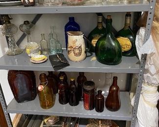 Vintage glass bottles including Mrs Butterworth, wine, vintage baby bottles, breast milk bottles, soda bottles, medicine bottles , and  more 