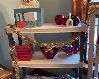 Red glass and ornaments
