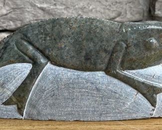 Small Carved Stone Chameleon Made In Zimbabwe - Swahili Modern 