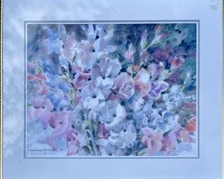 Josie Van Gent Edell Signed Floral Watercolor Print In Frame 154/2000 