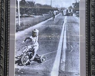 Blacks & White Boy On Tricycle Print With Decorative Resin Frame