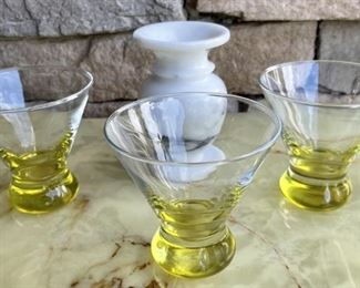 (3) MCM Ball Base Glass High Ball Glasses With Marble Vase - Marble Colorado 