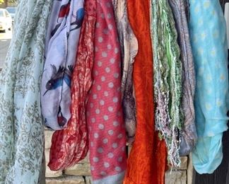 Collection Of Blues, Oranges, And Peach 100 Percent Cotton Scarves 