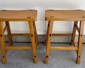 (2) 24" Inch Rustic Saddle Stools 