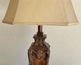 Rustic Resin Lamp With Cream Material Shade 