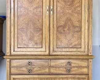 American Of Martinsville Burl Wood Veneer Front High Boy With Original Paperwork 