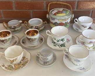 Collection Of Assorted Teacups And Saucers With Cream & Sugar- Lorraine, Noritake, Bernadotte, Kutani, & More 
