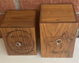 (2) Toystalgia 1979 & 1980 Wooden Musical Banks 