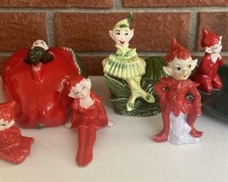 (8) Assorted Vintage Ceramic Elves - (2) From Kreiss 