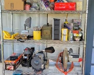 tools, parts, supplies (1 shelf and bucket are free)