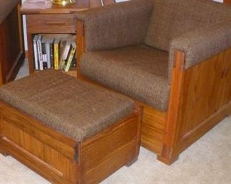 THIS END UP  ARM CHAIR  &   FOOTSTOOL  VERY NICE