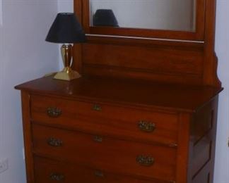 ANTIQUE DRESSER AND MIRROR V.N.