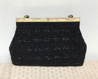Black Beaded Evening Bag Clutch Purse