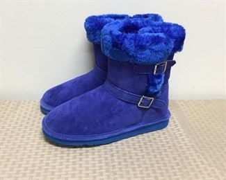 Bright Royal Blue Fleece Lined Lam Boots Shoes Size 10 NEW