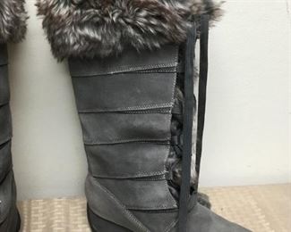 Grey Sporto Faux Fur Trimmed Winter Boots Waterproof