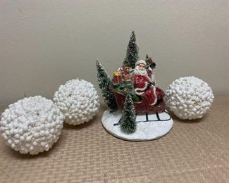 Light Up Santa Claus St Nick Figurine Snowball Hanging Ornaments