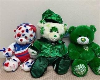 Set of 3 Build a Bear Holiday Seasonal Themed Teddy Bear Plush Animals