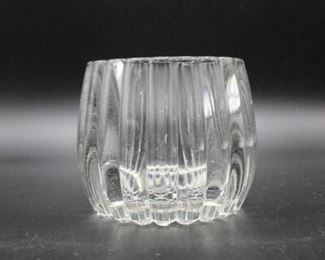 Small Ribbed Glass Votive Tea Light Candle Holder