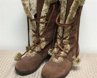 Sporto Brown Suede Fur Line Trim Winter Boots 9W