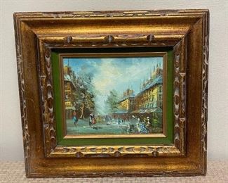 Small Vintage Cityscape Painting