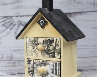 Two Drawer Jewelry Trinket Box House Shaped