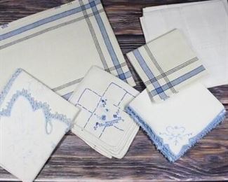 Vintage Blue Accent Table Linens