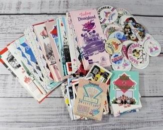 Vintage Disneyland Pamphlet Maps with Park Pins Buttons