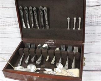 Vintage Flatware set with Miscellaneous Extras Wood Storage Box