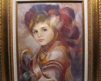 Vintage Framed Painting of Victorian Style Child