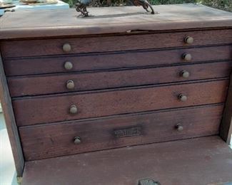 Vintage wood Pilliod Machinist Tool Box
