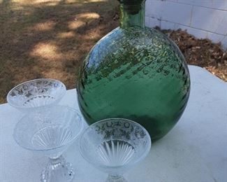Green glass bottle from Italy