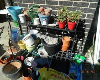 metal shelf/outdoor pots