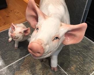 The Townsends pigs. Small pig is 11" long x 7.5" tall x 6" at the widest. Big pig is 22" long x 15" tall x 8.5" at the widest part (ears). Would prefer to sell as a pair. The only issue noted is a small chip on the large pigs front hoof (see photo) Asking $350 for the pair. 